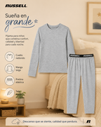 Pijama Manga Larga para Niño | Russell | Gris Claro
