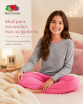 Pijama Manga Larga para Niña | Fruit of the Loom | Gris Jaspeado-Rosa Coral