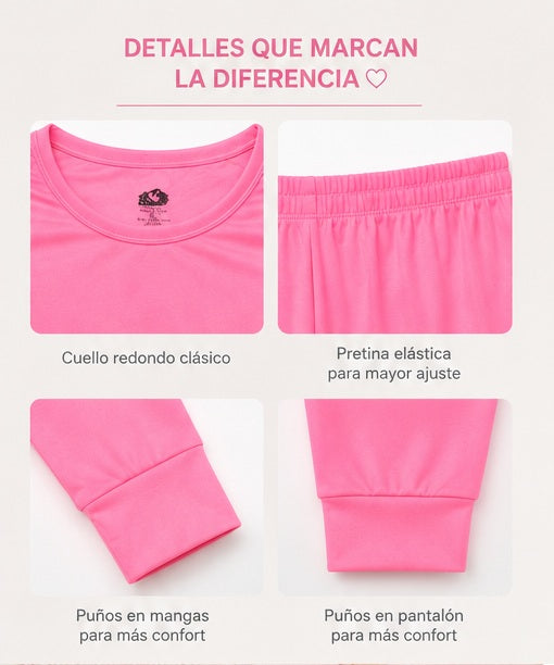 Pijama Manga Larga para Niña | Fruit of the Loom | Rosa Coral