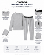 Pijama Manga Larga para Niño | Russell | Gris Claro