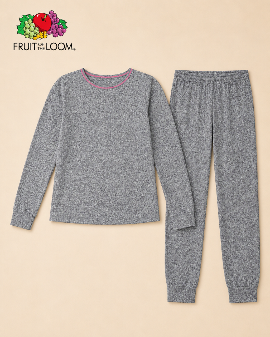Pijama Manga Larga para Niña | Fruit of the Loom | Gris Jaspeado
