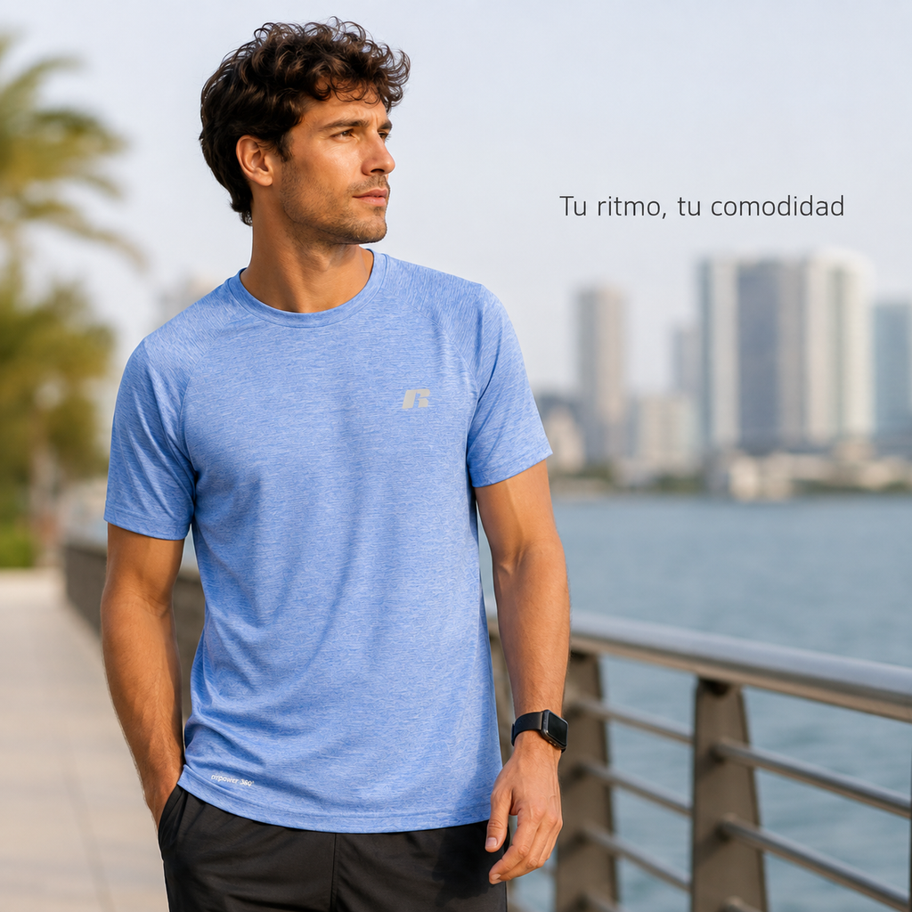 Camisa Deportiva Manga Corta para Caballero | Russell Dripower 360 | Freshforce