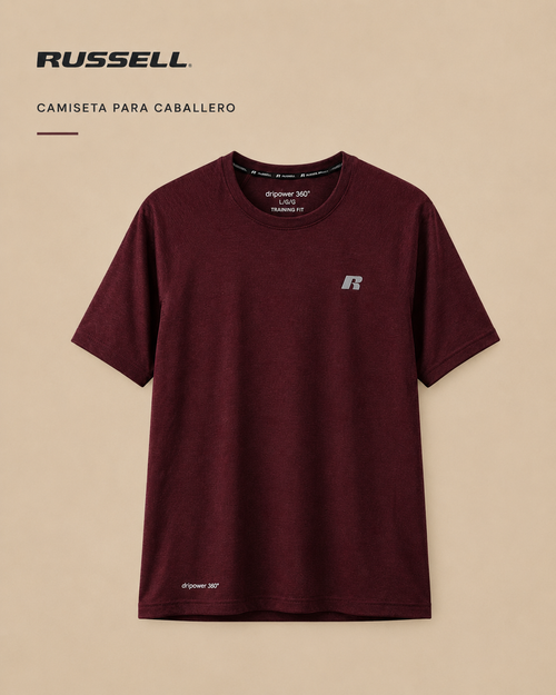 Camisa Deportiva Manga Corta para Caballero | Russell | Rojo Sangre