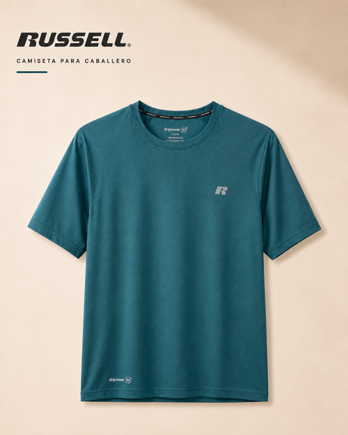 Camisa Deportiva Manga Corta para Caballero | Russell | Verde Esmeralda