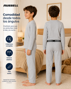 Pijama Manga Larga para Niño | Russell | Gris Claro