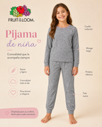 Pijama Manga Larga para Niña | Fruit of the Loom | Gris Jaspeado