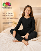 Pijama Manga Larga para Niña | Fruit of the Loom | Negro