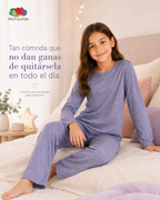 Pijama Manga Larga para Niña | Fruit of the Loom | Lila Grisáceo