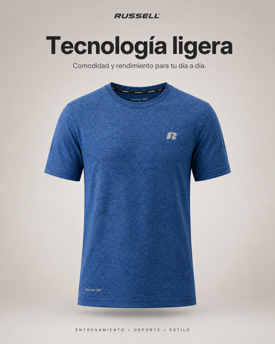 Camisa Deportiva Manga Corta para Caballero | Russell Dripower 360 | Freshforce