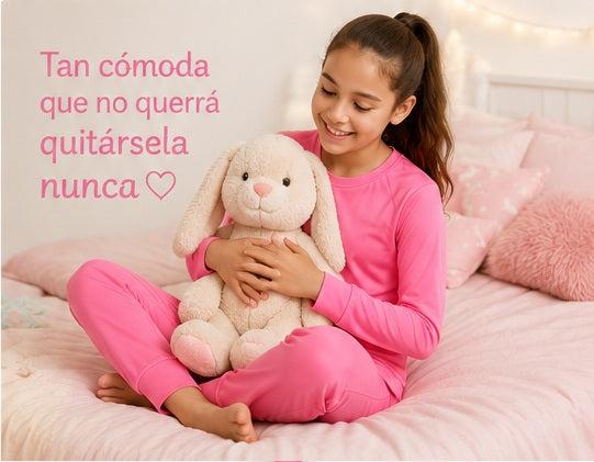 Pijama Manga Larga para Niña | Fruit of the Loom | Rosa Coral