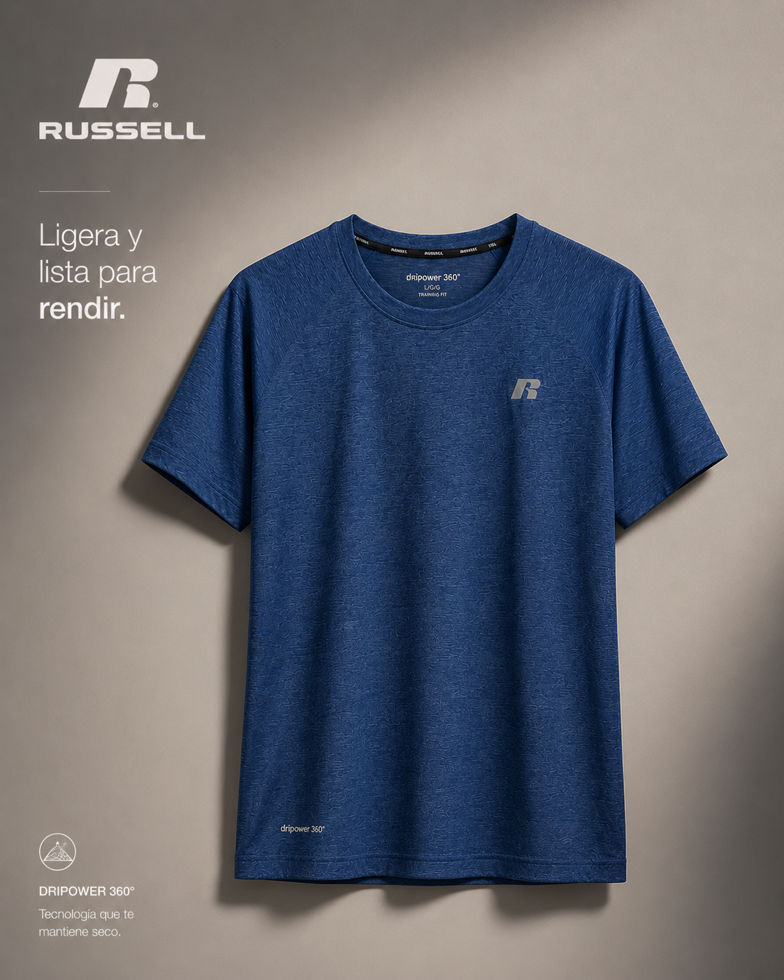Camisa Deportiva Manga Corta para Caballero | Russell Dripower 360 | Freshforce